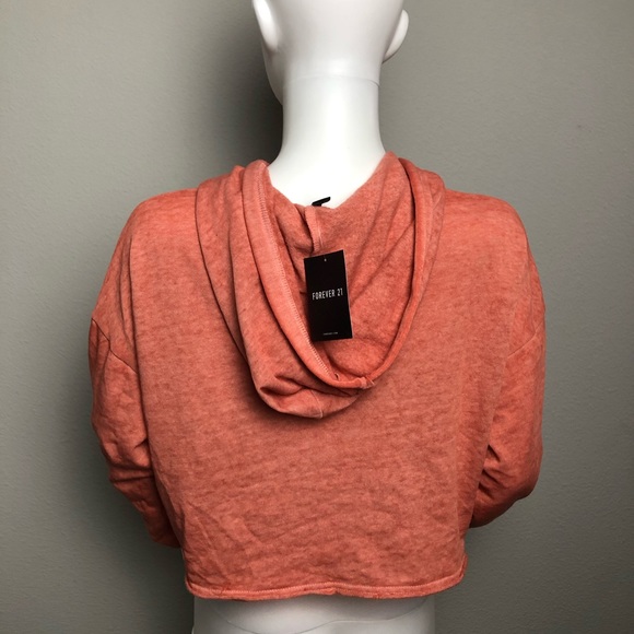 Cropped Hoodie Pullover Forever 21 Salmon Color - Picture 5 of 8